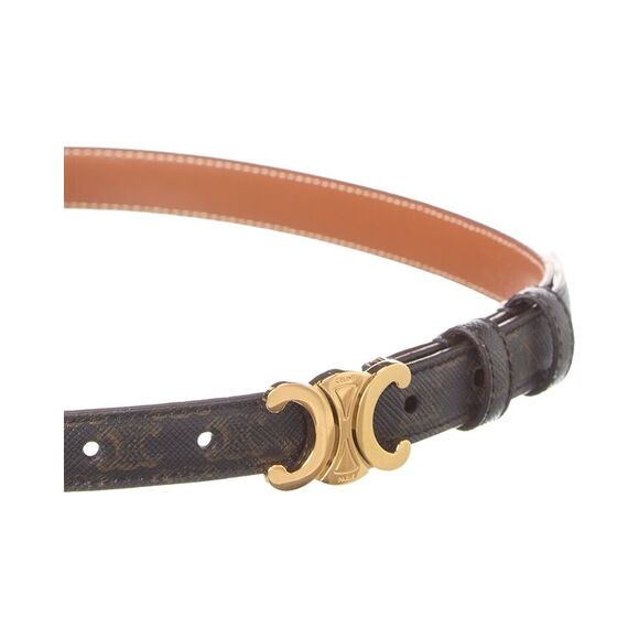 Celine Triomphe Canvas & Leather Belt, Brown - Picture 2 of 3